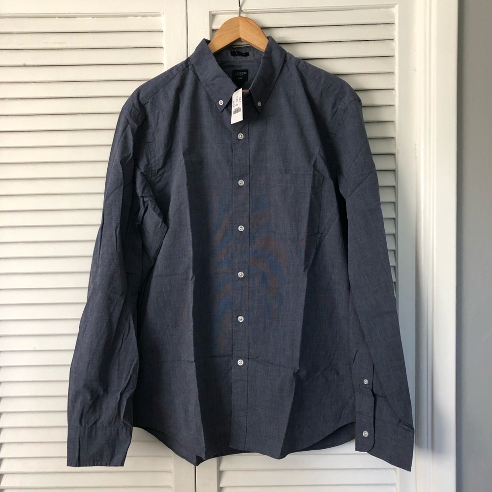 JCrew men’s blue indigo Button Down Shirt L NWT